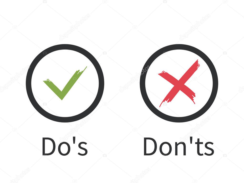 Do's and Don't icon on white background with flat style, vector