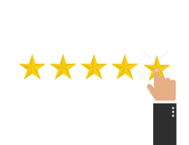 Reating düz stil, elinde 5 yıldızla vektör