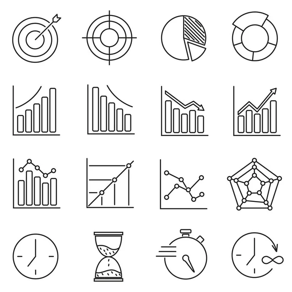 Set Icons Business Training Time Graphics — Stock Vector