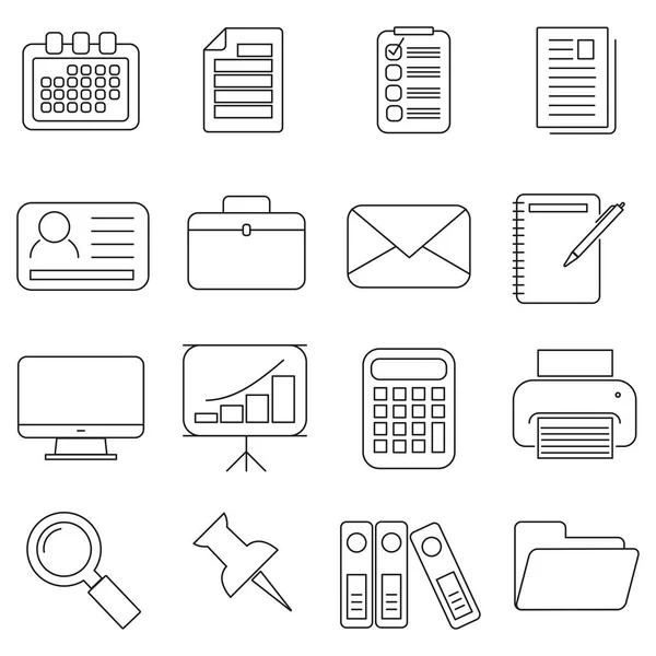 Set Icons Line Style Accessories Office Vector — Stock Vector