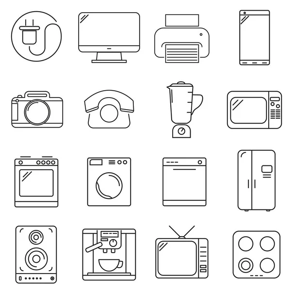Set Icons Line Style Kitchen Electronics — Stock Vector