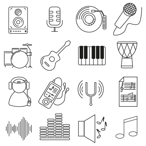 Ensemble Icônes Style Ligne Les Instruments Musique Sont Différents — Image vectorielle