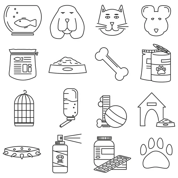 Conjunto Iconos Estilo Línea Tienda Mascotas Animales — Archivo Imágenes Vectoriales