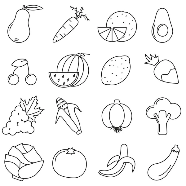 Set Icons Line Style Vegetables — Stock Vector