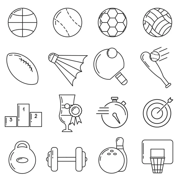 Ensemble Icônes Dans Style Ligne Ballon Sport — Image vectorielle