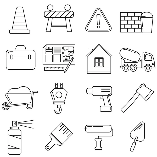 Icons Theme Construction Supplies White Background — Stock Vector