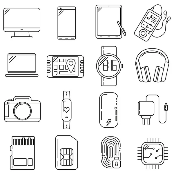 Icons Subject Technology Set — Stock Vector