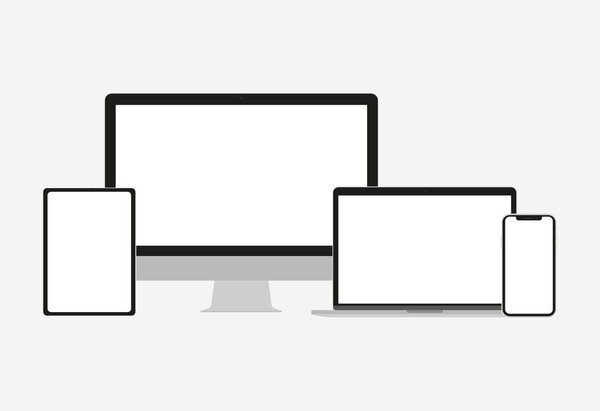 Комплект электронных устройств в плоском стиле
