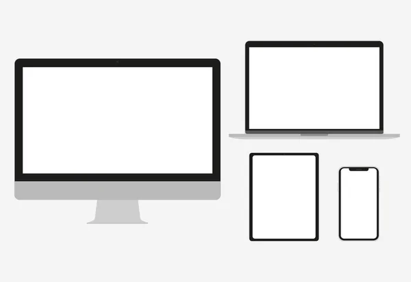 Ensemble Dispositifs Électroniques Style Plat — Image vectorielle