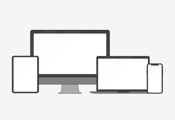 Conjunto Dispositivos Electrónicos Estilo Plano — Archivo Imágenes Vectoriales