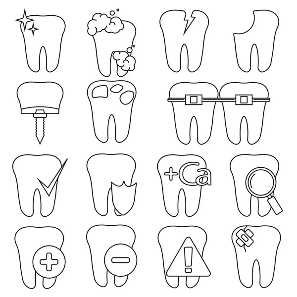 Set Con Iconos Dentales Sobre Fondo Blanco — Archivo Imágenes Vectoriales