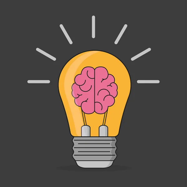 Brain Idea Flat Style Stylish Illustration Black Background Vector — Stock Vector