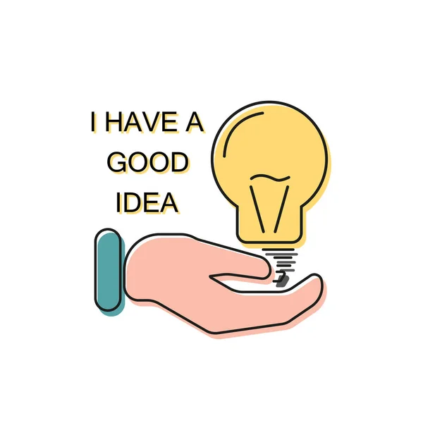 Χέρι Λάμπα Καλή Ιδέα Λευκό Φόντο Διάνυσμα — Διανυσματικό Αρχείο