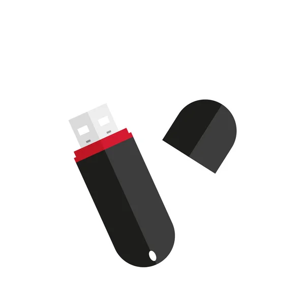 Flash Usb Bílém Pozadí Ploché Styl Vektorové — Stockový vektor