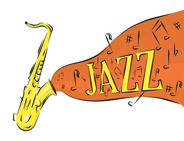 Saksofon Muzyki Jazzowej Wektor Ilustracja Białym Tle Płaski — Wektor stockowy