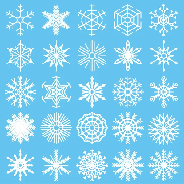 设置与雪花在白色背景 冬季设计 — 图库矢量图片#