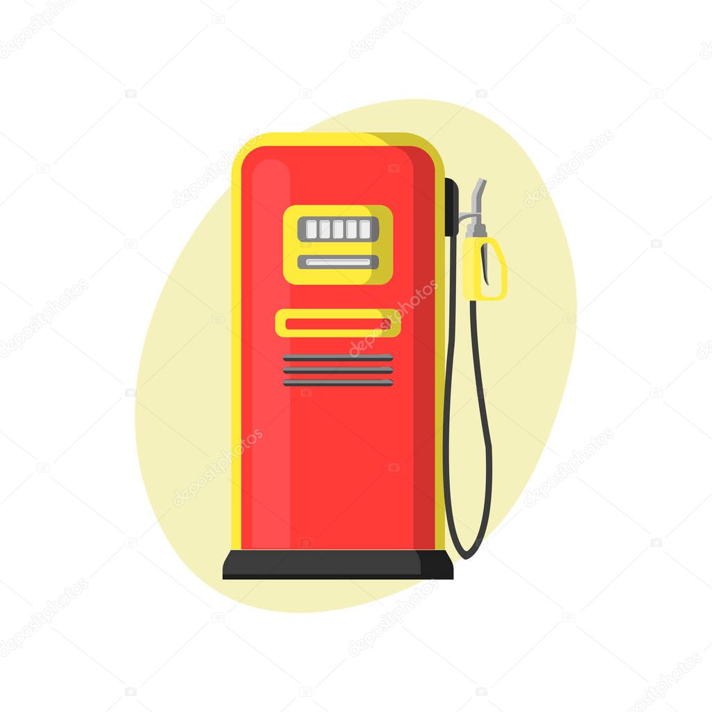 Gas station on a white background in flat design, vector