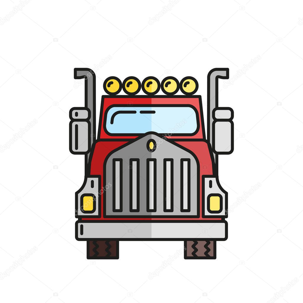 Truck in flat style on a white background, vector
