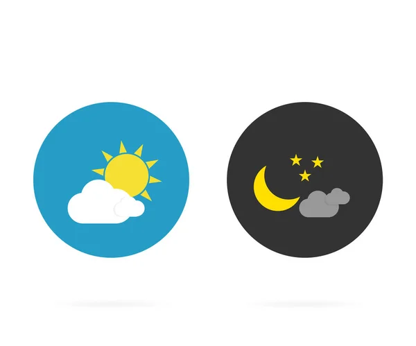 Noche Día Con Sol Luna Estilo Plano Vector — Archivo Imágenes Vectoriales