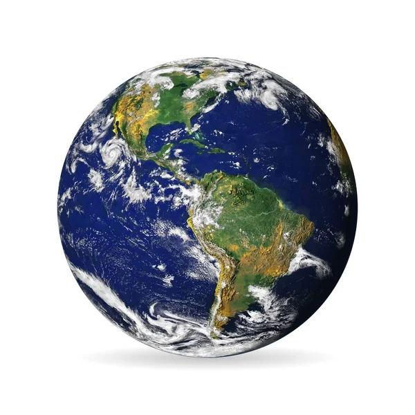 Earth Globe Geïsoleerd Een Witte Achtergrond Met Schaduw Elementen Van — Stockvector