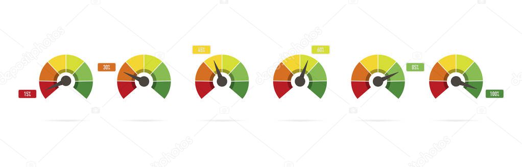 Scale from red to green with arrow in flat style, infographic element, vector