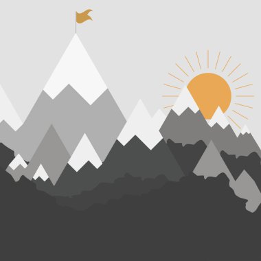 Dağlar peyzaj düz stil, şık tasarım