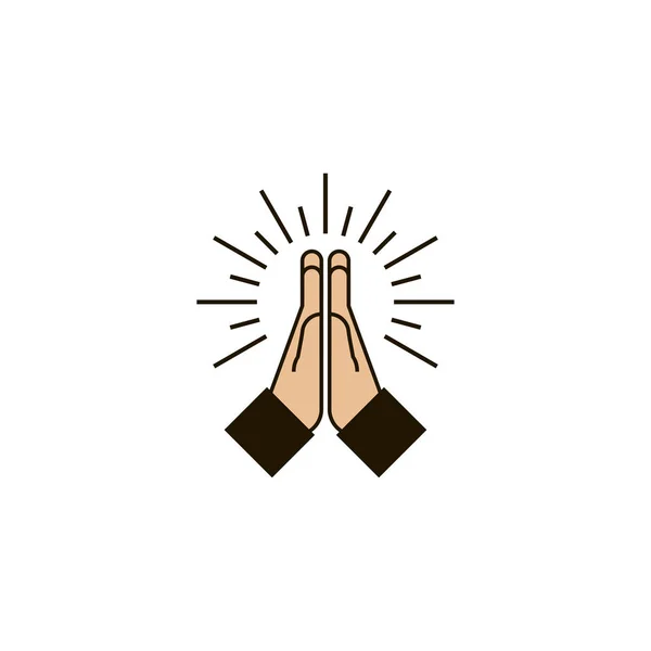 Икона молитвенных рук с разрывом в плоской конструкции Стоковый вектор
