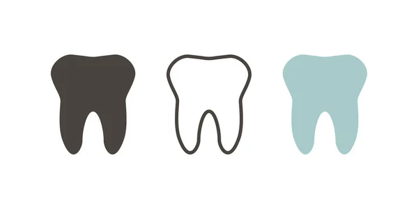 Ícone dos dentes. Ícones dentários. Dentes em design plano e linear. - vec — Vetor de Stock