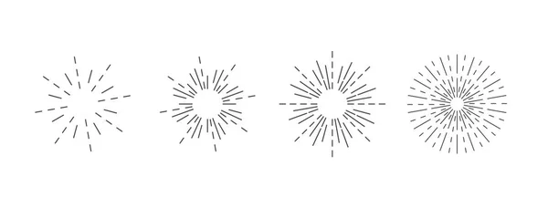 Sunburst simgesi. Vektör veri bloğu. Kuvvetli güneş ışığı ayarlayın. Doğrusal tarzı. -vecto — Stok Vektör