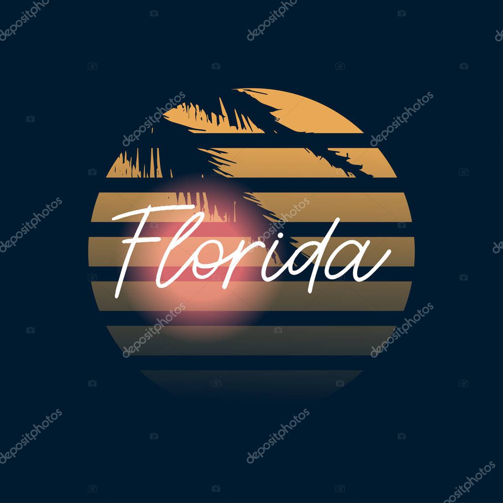 Florida print. Typography design. pattern on shirt. Florida illustration. retro style. - vector illustration