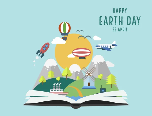 Jour de la Terre. Illustration pour Happy earth day. Vecteur en style plat — Image vectorielle