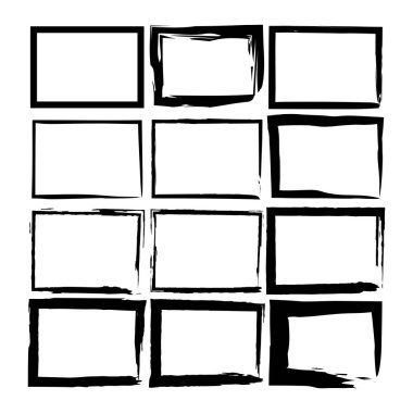 Grunge Damgası. Çizilen öğe fırça. Fırça Banner seti. Vektör