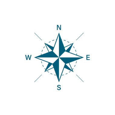 Pusula simgesi. Seyahat tasarımı. Düz tarzda pusula. Vektör