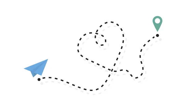 Avión de viaje. Estilo lineal Hearth. Ilustración de viajes en fla — Vector de stock