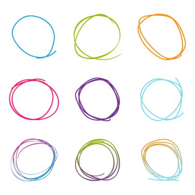 Karalama çemberi seti. Çizilmiş tarzda ayarlayın. Çizim tasarımı. Vektör