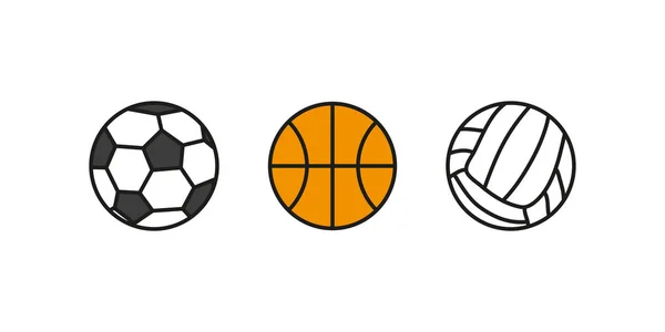 Balones de voleibol conjunto de baloncesto. Set bolas deporte isolat — Vector de stock