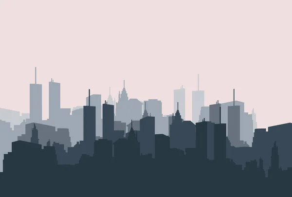 Silueta paisaje de la ciudad. Construyendo ciudad aislado fondo. Vec — Vector de stock