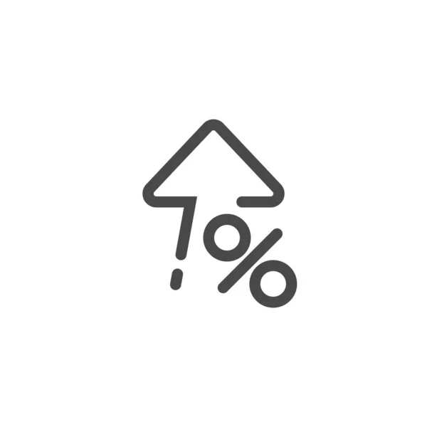 Hoog percentage rente. Pictogram voor percentage omhoog in lineaire stijl. Vector — Stockvector