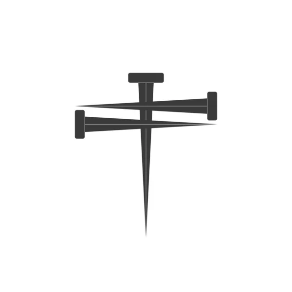 Cruz de clavo. Icono de cruz e iconos de uñas. Símbolo de uñas. Vector — Archivo Imágenes Vectoriales