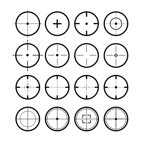 ターゲットセット。視力記号黒色。●16人の視力のセット。ベクトル — ストックベクタ