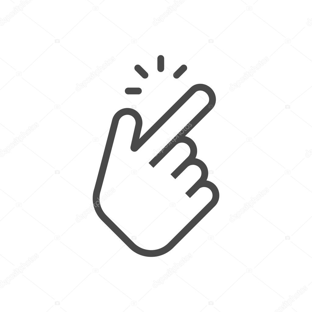 Shap finger icon. Shap finger pointer isolated on white backgrou
