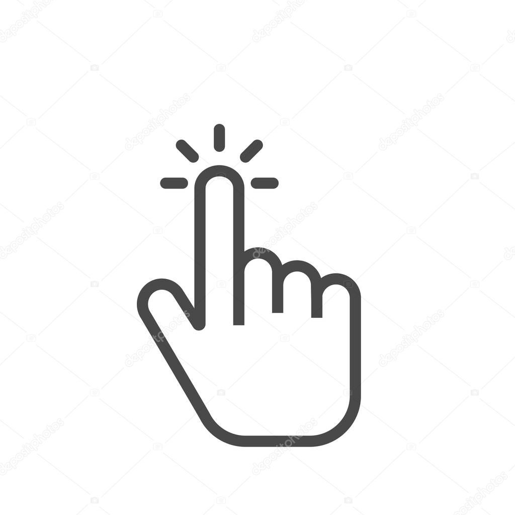 Click finger icon. Clicking pointer isolated on white background