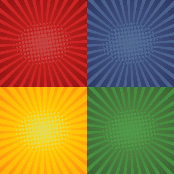 Pop art milieux rétro dans le design comique. Régler starburst backgro — Image vectorielle