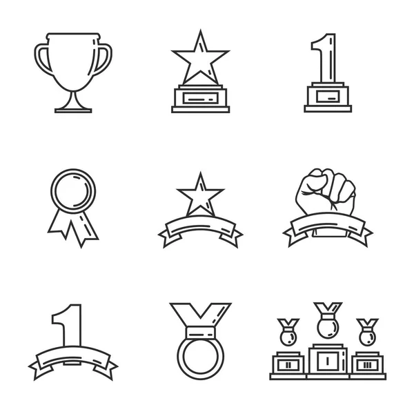 Icono de premio copas de oro para los ganadores. Trofeo deportivo. Estilo lineal . — Vector de stock