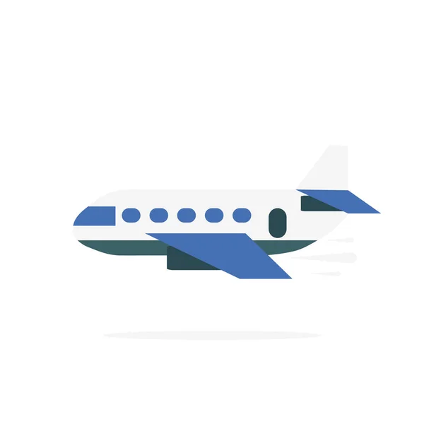 Airplane icon in flat design. Plane with shadow isolated. White — Stock Vector