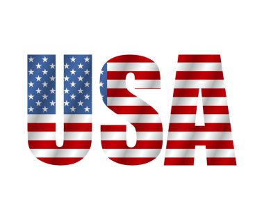 Metin Abd tarzı bayrak. Bayrak amerikan beyaz backgrou izole