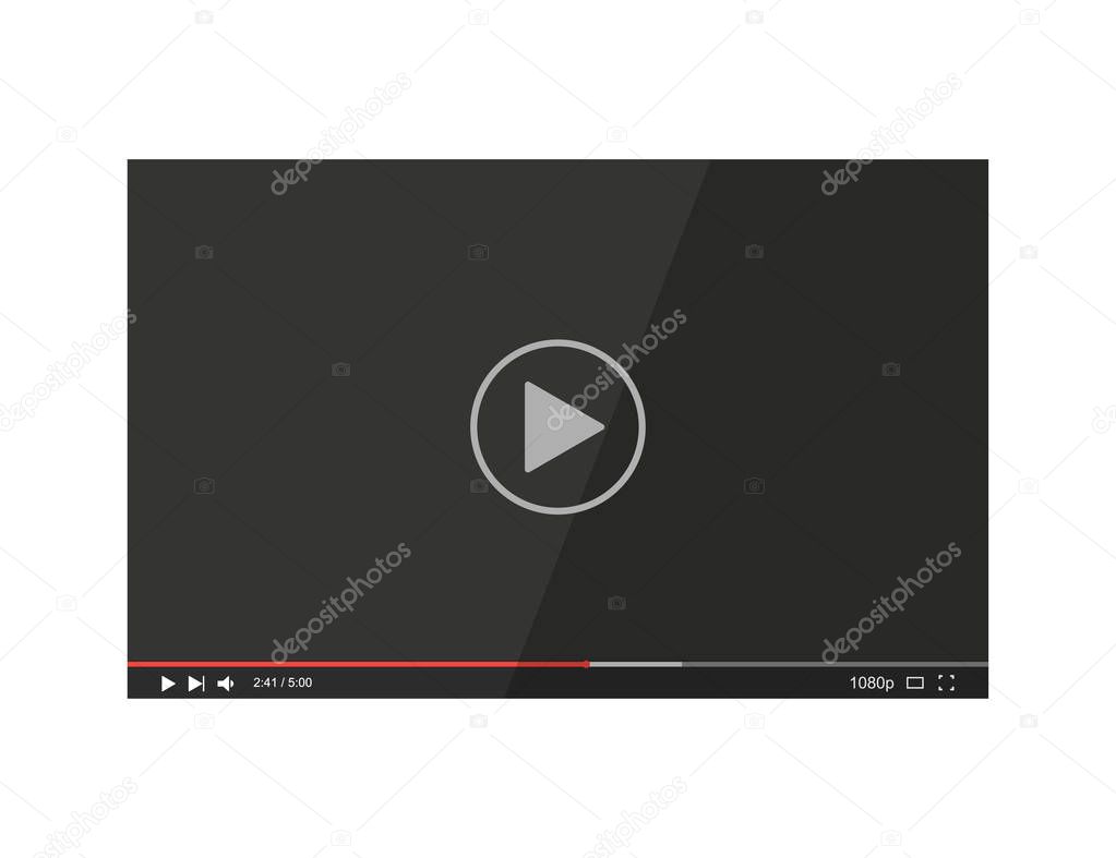 Video player bar. Player video in flat style on a white backgrou