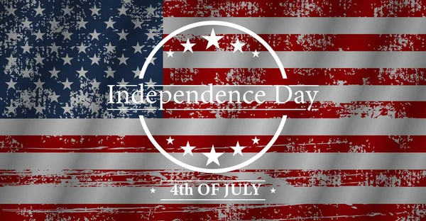 Día de la Independencia. 4 de julio de texto. Bandera USA. Vector — Vector de stock