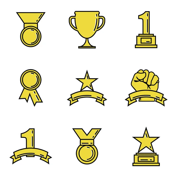 Icono de premio copas de oro para los ganadores. Trofeo deportivo. Estilo lineal . — Vector de stock