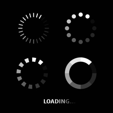 Yükleyici simgesi vektör daire düğme seti. Simge yuvarlak proces indirin